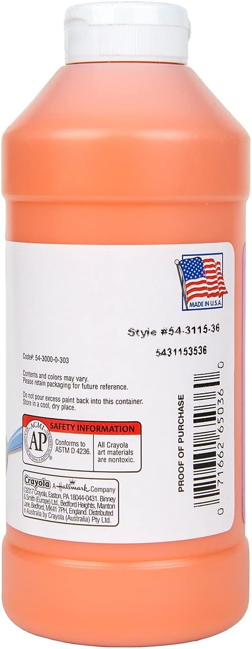 Artista II Washable Tempera Paint, Orange, 16 oz, Sold as 1 Each