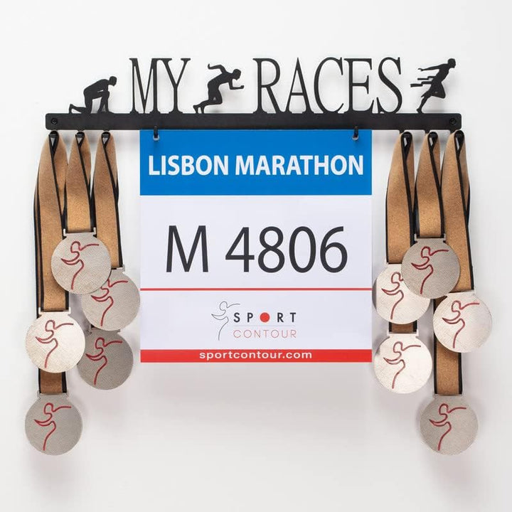 Qthrone Laufender Medaillenhaken Medaillen & Startnummern - Running Medal & Bibs Display Holder