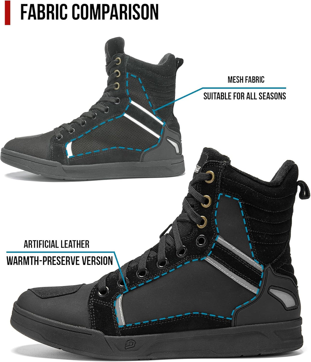 BORLENI Motorradschuhe Herren Winter Plus Samt Warm Motorradstiefel Männer Fleecegefütterte Schuhe L