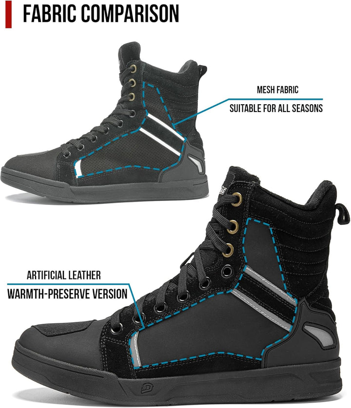 BORLENI Motorradschuhe Herren Winter Plus Samt Warm Motorradstiefel Männer Fleecegefütterte Schuhe L