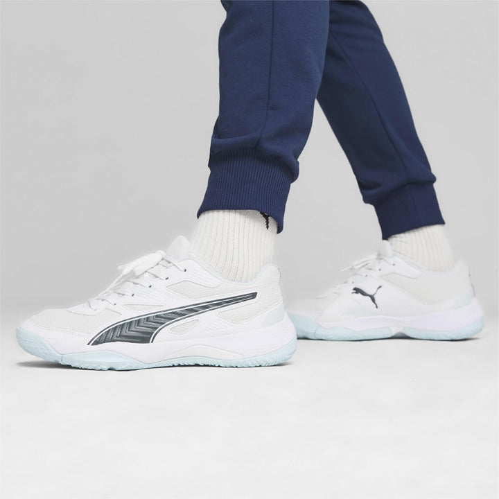 PUMA Unisex Solarflash Ii Indoor Court Shoe 38.5 EU Puma White Nitro Blue Shadow Gray, 38.5 EU Puma