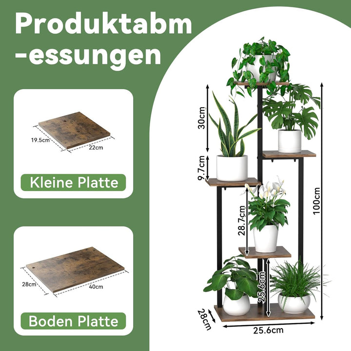5 Etagen Blumenständer Pflanzenständer Innen, Eck-Pflanzenablage Metall, Platzsparender Pflanzenrega