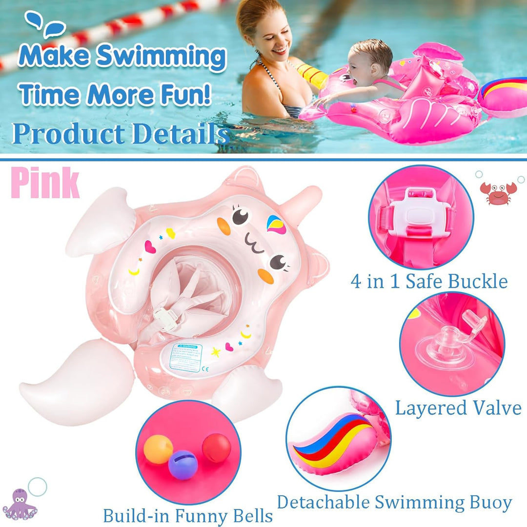 Baby Schwimmring mit UPF50+Sonnendach für ab 3-24 Monate,Aufblasbare Schwimmtrainer Schwimmhilfe Bab