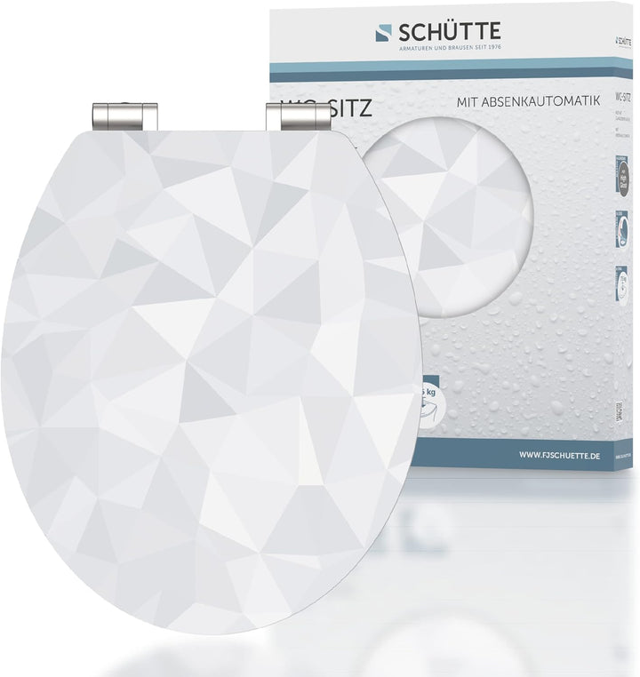SCHÜTTE WC-Sitz Holzkern HG DIAMOND, Hochglanz Toilettensitz mit Absenkautomatik, passend für alle h