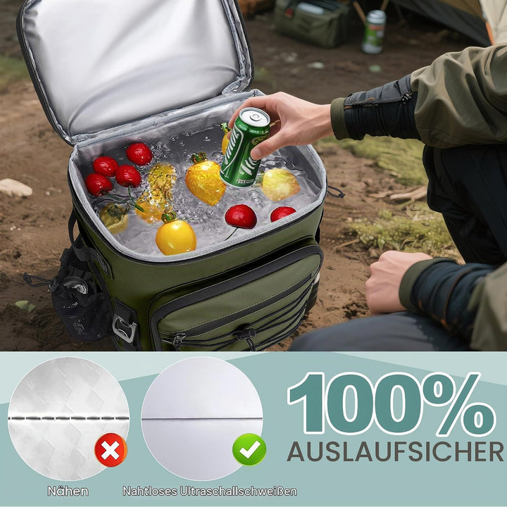 Kühlrucksack, 30L Grosse Thermo Kühltasche Rucksack, Wasserdicht Picknickrucksack Gross für Herren &amp;