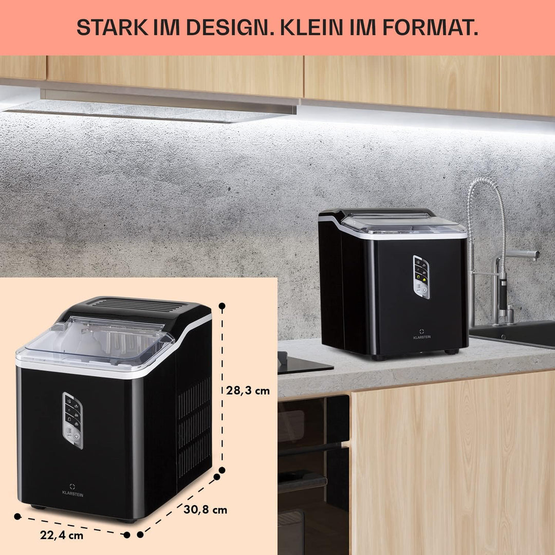 Klarstein Eiswürfelmaschine Klein, Schneller Ice Cube Maker, Eiswürfelbereiter Selbstreinigend, Eisw