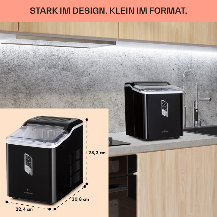 Klarstein Eiswürfelmaschine Klein, Schneller Ice Cube Maker, Eiswürfelbereiter Selbstreinigend, Eisw
