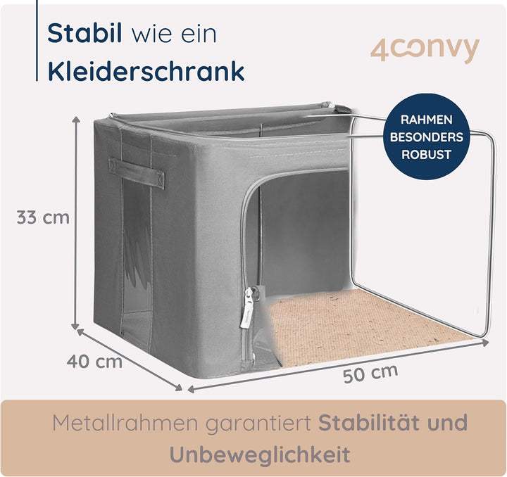 feste faltbare Kleideraufbewahrung Box mit Reissverschlüss, Metallrahmen - [2024 VERBESSERTES MATERI