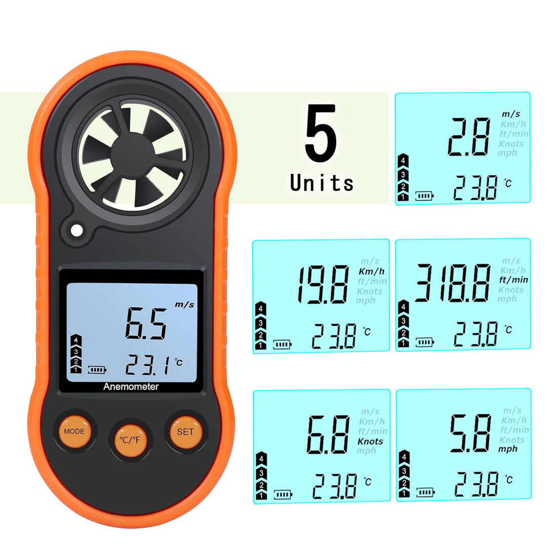 Digitaler Windmesser, Handwindgeschwindigkeitsmesser, Luftströmungsgeschwindigkeitsmesser zum Messen