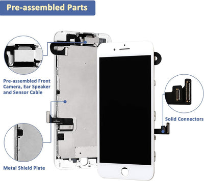 Yodoit Komplett Display für iPhone 7 LCD Bildschirm vormontiert weiss, Digitizer Montage Glas Touchs