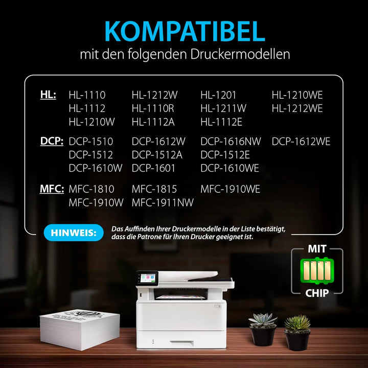 Smart Ink kompatible Tonerkartusche als Ersatz für Brother TN1050 TN-1050 TN 1050 (2 Schwarz Multipa