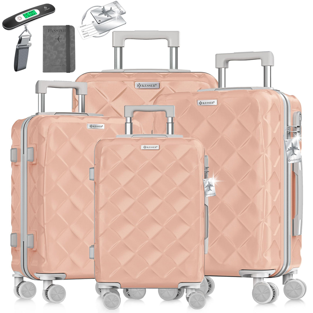 KESSER® Reisekoffer Set 4-teilig | Kofferset ABS Hartschalenkoffer mit Zahlenschloss, Kofferwaage &