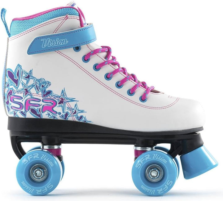 SFR Vision II Mädchen-Rollschuhe Quad, Weiss / Blau White-blue UK 4 / EU 37, White-blue UK 4 / EU 37