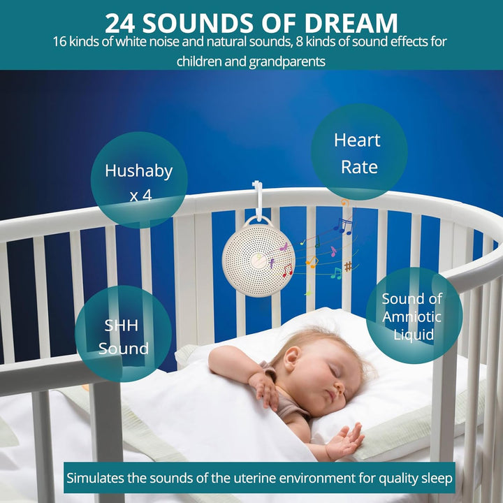 White Noise Machine Einschlafhilfe mit 24 Beruhigende Geräusche Tragbare Weisses Rauschen Maschine m