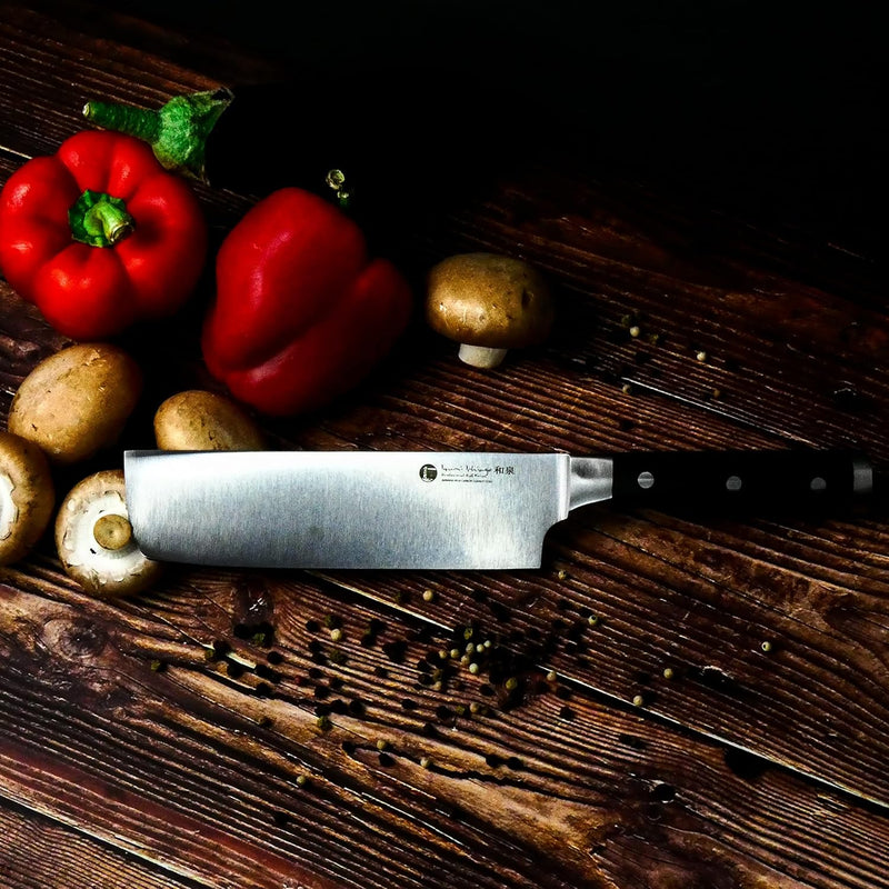 IZUMI ICHIAGO Nakiri Hack- und Gemüsemesser, Japanischer High-Carbon Edelstahl Griff Tecaran® Izumi