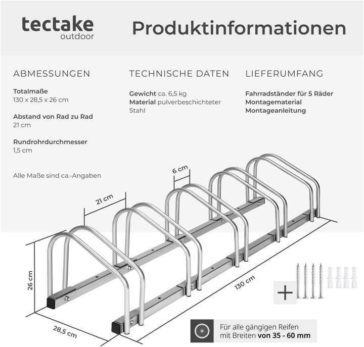 TecTake Fahrradständer für Fahrräder Fahrradparker Bike Fahrrad Ständer Rad aussen - Diverse Modelle