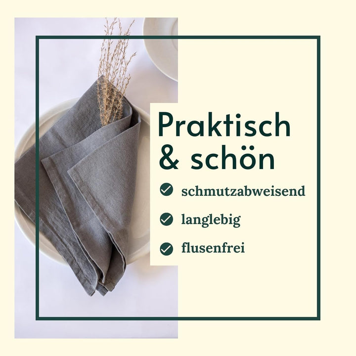 BewusstGrün® 6 Premium Stoffservietten Leinen + Faltanleitungen I 100% Leinen I 45x45 cm Grau Grau 6