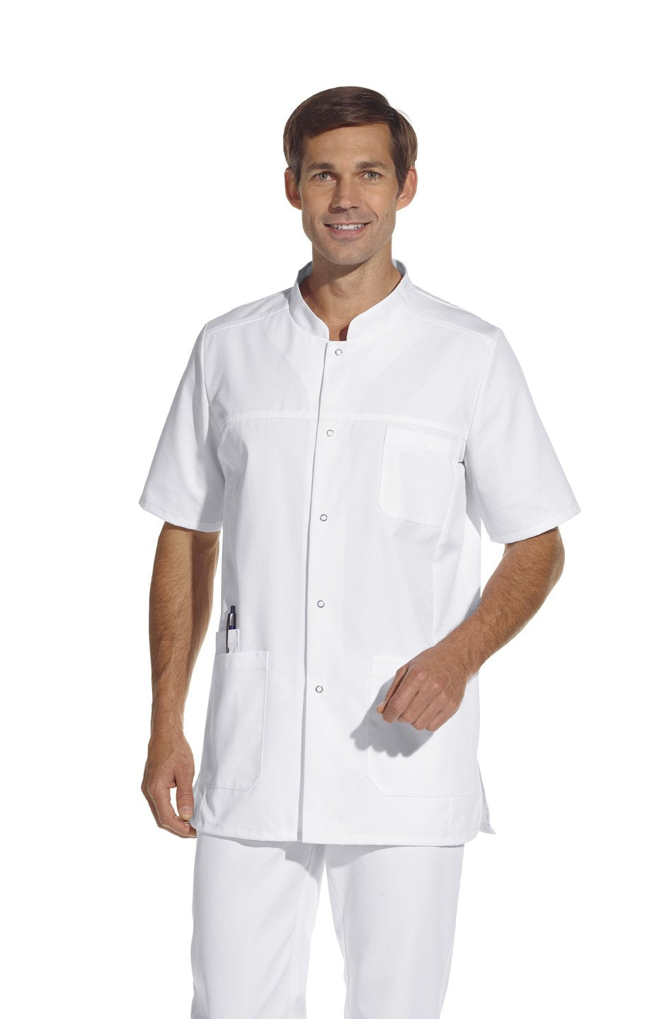 Herren-Kasack 1/2 Arm, 2 Seitentaschen, Seitenschlitze, weiss XL Weiss, XL Weiss