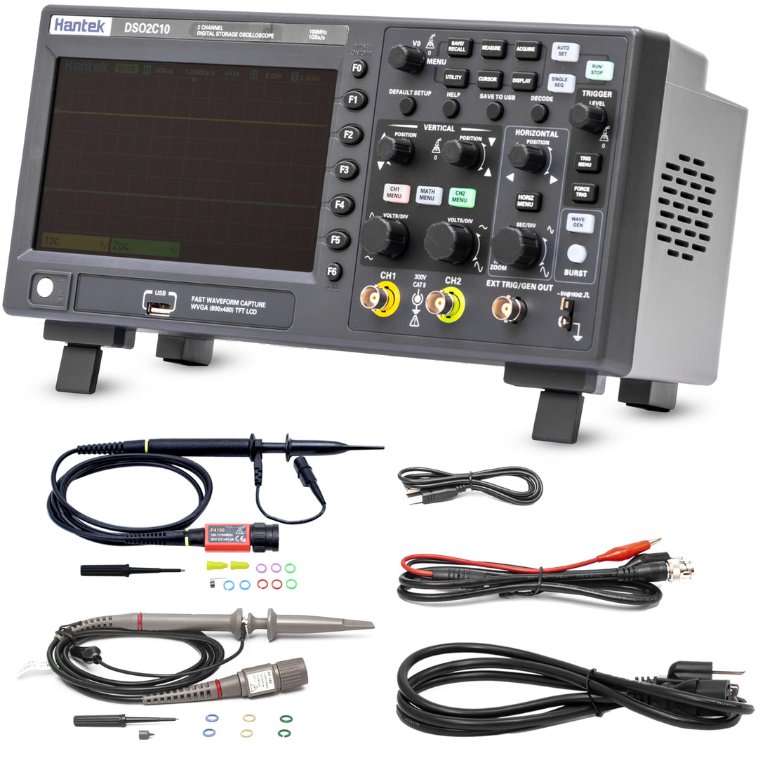 Hantek DSO2C10 Digital-Speicher-Oszilloskop, 100 MHz, Bandbreite 2-Kanal, 1 GSa/s, 8 m Speichertiefe