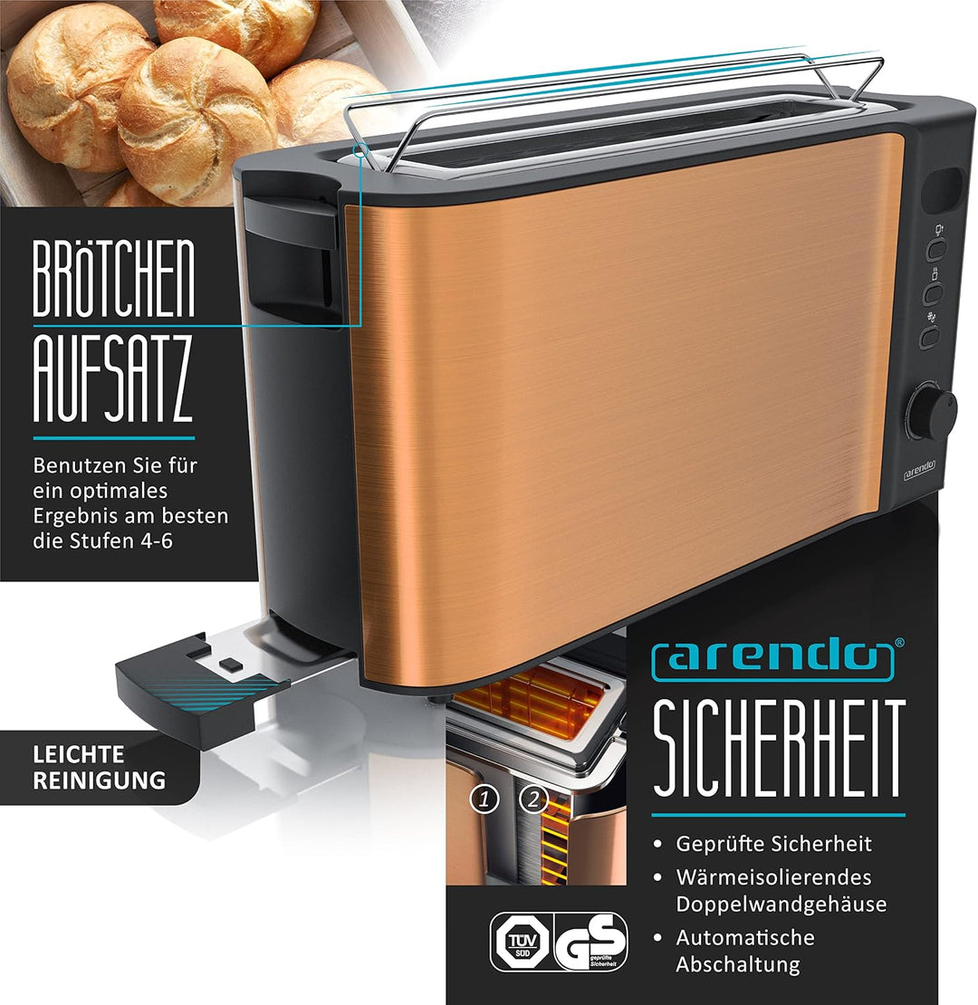 Arendo - Wasserkocher mit Toaster SET und Eierkocher, Edelstahl Kupfer Wasserkocher 1,5L 40° - 100°C