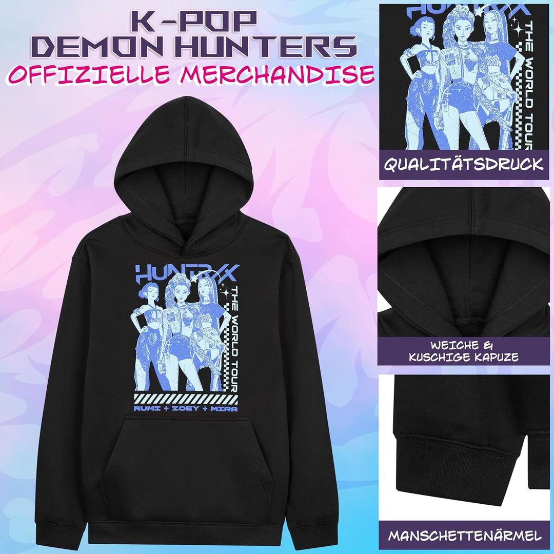 KPop Demon Hunters Offiziell Hoodie Mädchen Teenager, Taschen Fleece Pullover, Anime Huntrix Saja Bo