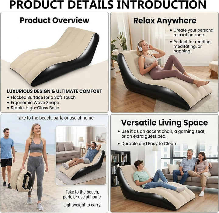 Aufblasbares Sofa, Aufblasbarer Sessel, Wasserdichtes Luftsofa Aufblasbares, Sessel, Sofa und Couch