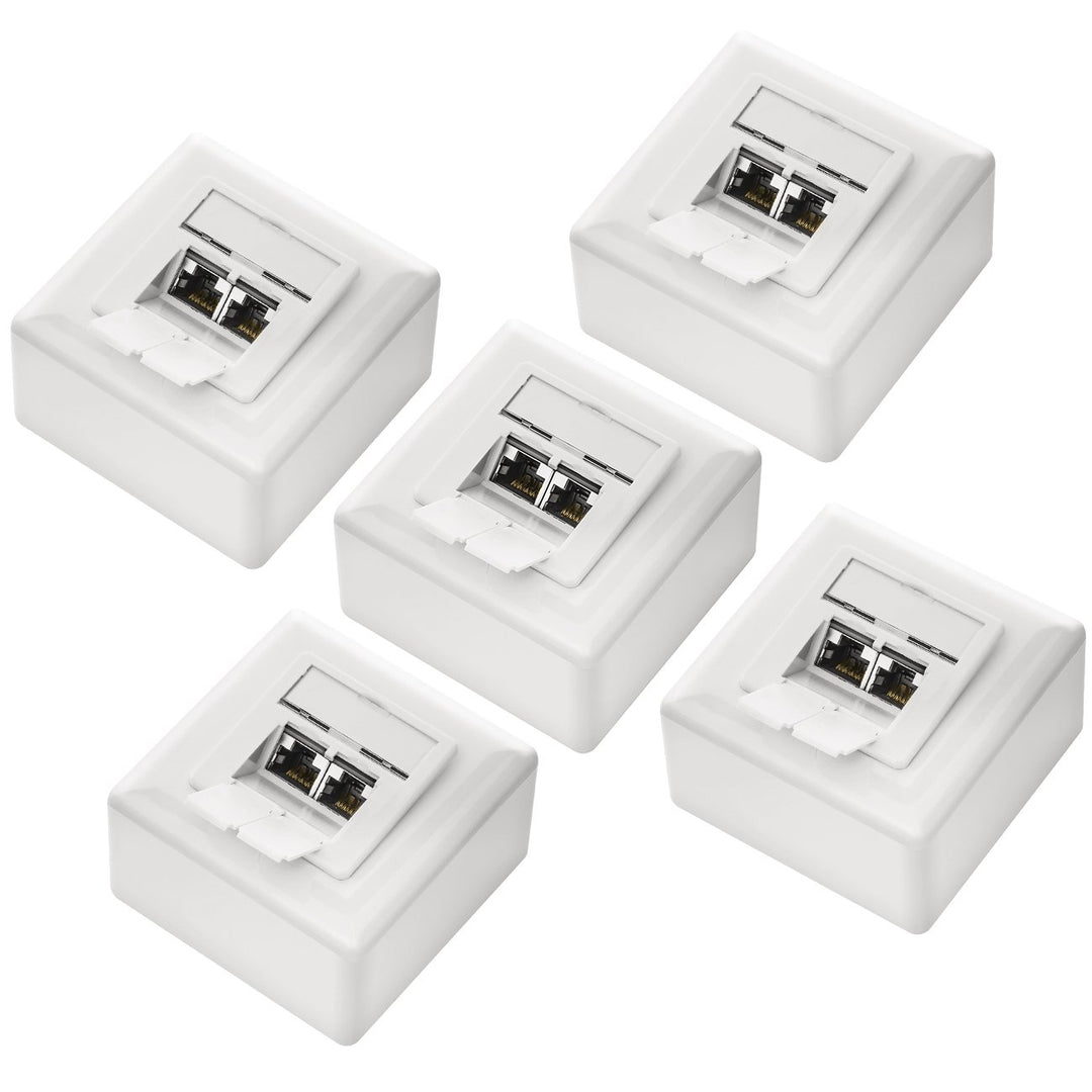 deleyCON 5x CAT6 Universal Netzwerkdose - 2x RJ45 Port - Geschirmt - Aufputz oder Unterputz - 1 Giga