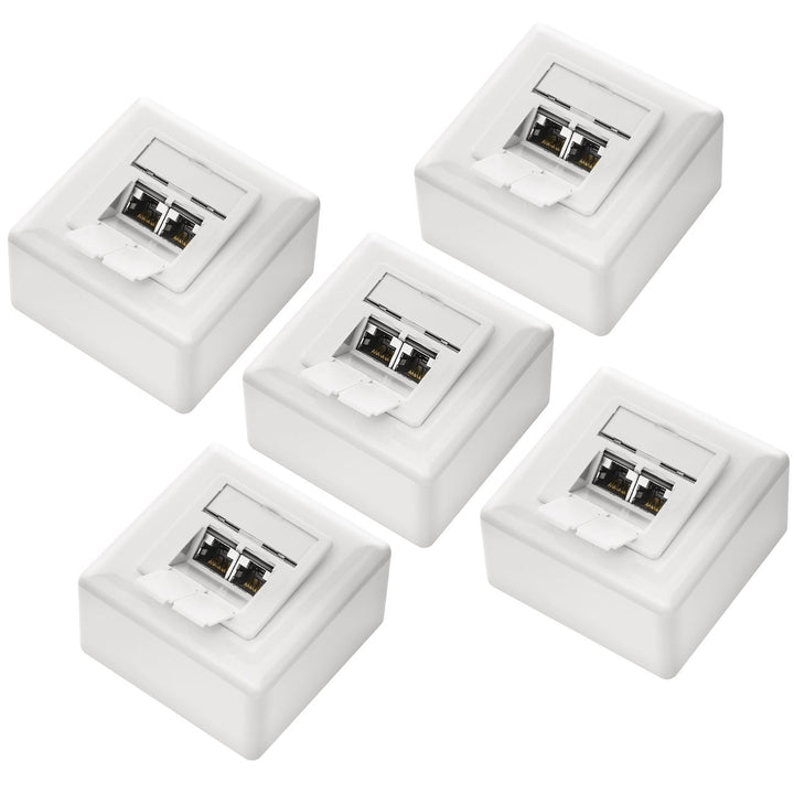 deleyCON 5x CAT6 Universal Netzwerkdose - 2x RJ45 Port - Geschirmt - Aufputz oder Unterputz - 1 Giga