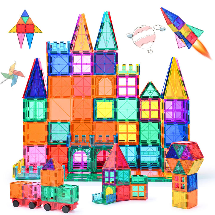 Magnetische Bausteine 100Pcs für Kinder ab 3+ Jahre Starke Magnet Montessori Spielzeug Kinder STEM-L