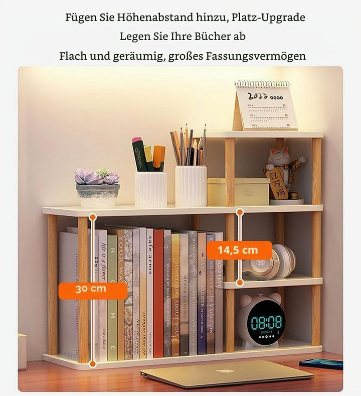 Desktop-mehrschichtiges Bücherregal-Speicherregal, grosse Kapazität Massivholz-Speicherwand auf dem