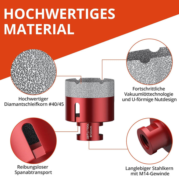 GETLITOOL 11tlg Diamant Fliesenbohrer Set 6-110mm, Diamant Lochsägeset mit Fingerfräser Fasenbohrer