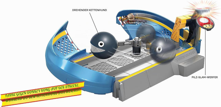 Hot Wheels Mario Kart Kettenhunde Trackset Rennbahn, Inkl. EIN Donkey Kong