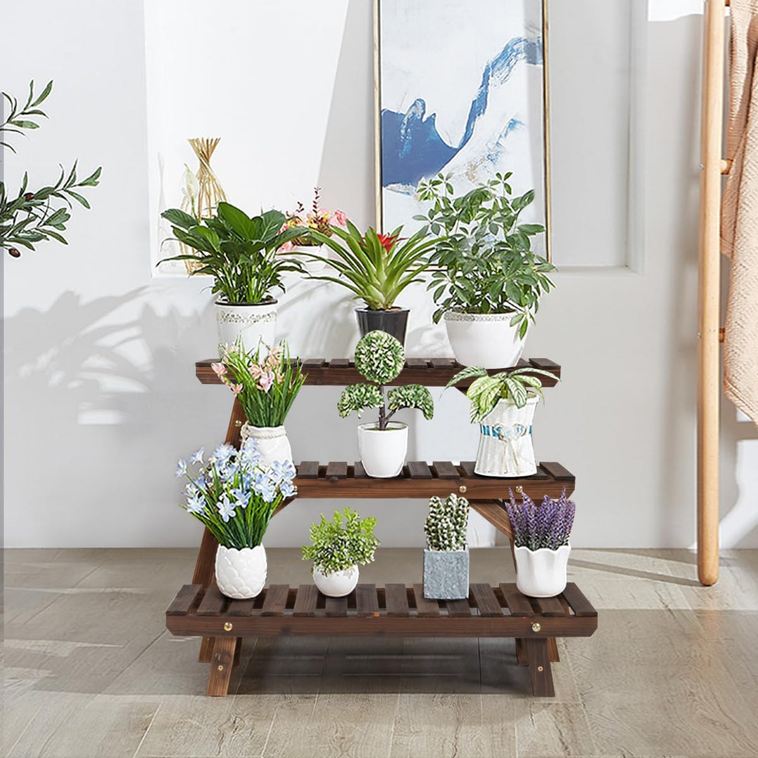 Pflanzenregal aus Holz, Blumenständer für Innen- und Aussenbereiche, Mehrzweck-Topfhalter, Pflanzens