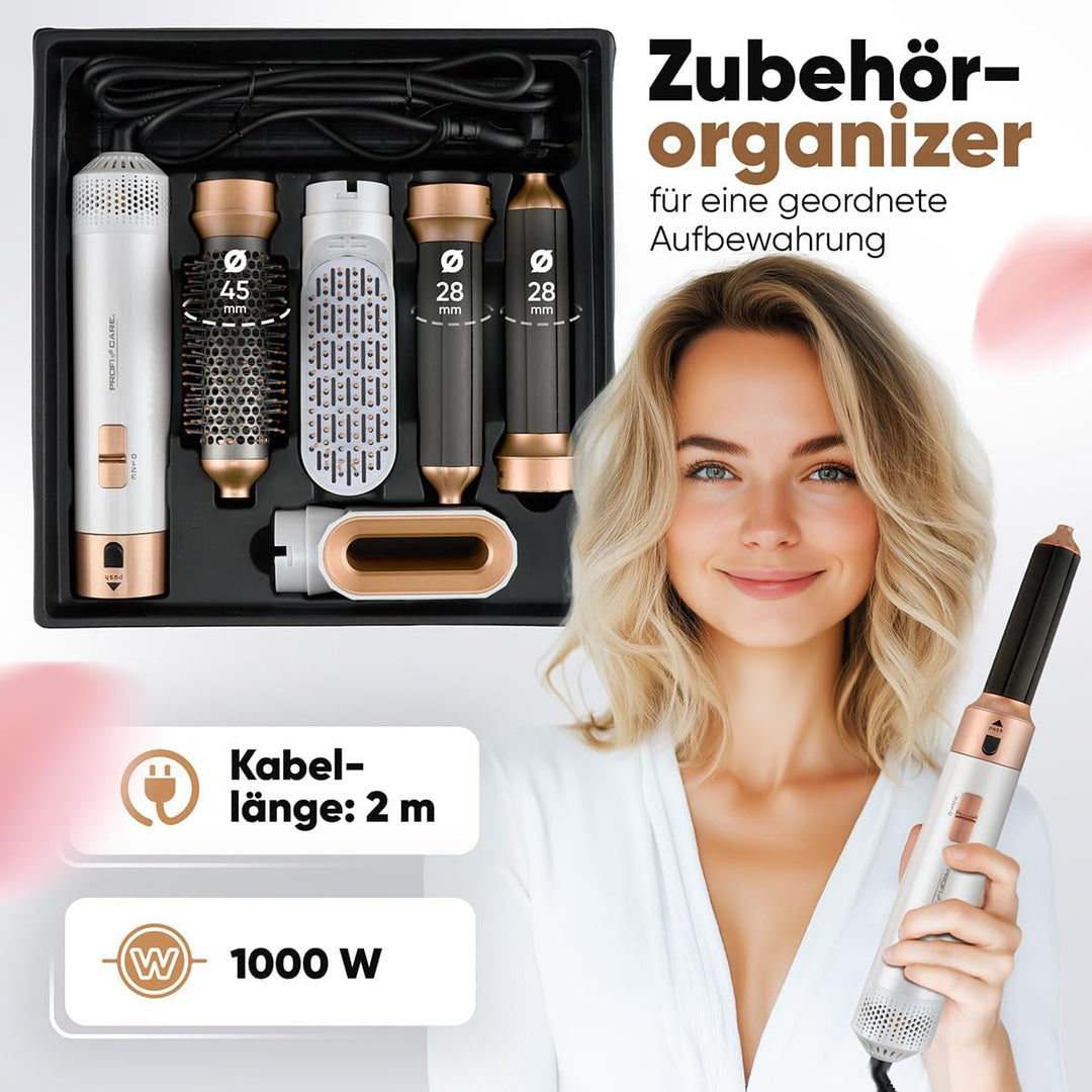 ProfiCare® Warmluftbürste | 4in1 Hairstyler für Locken, Volumen, Glätten und Trocknen | 1000W Rundbü