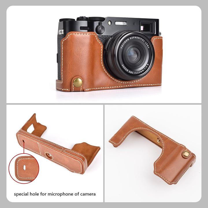 MUZIRI KINOKOO PU Leder Tasche für Fuji X100VI, schützende Halbhülle, kompatibel mit Fujifilm X100VI
