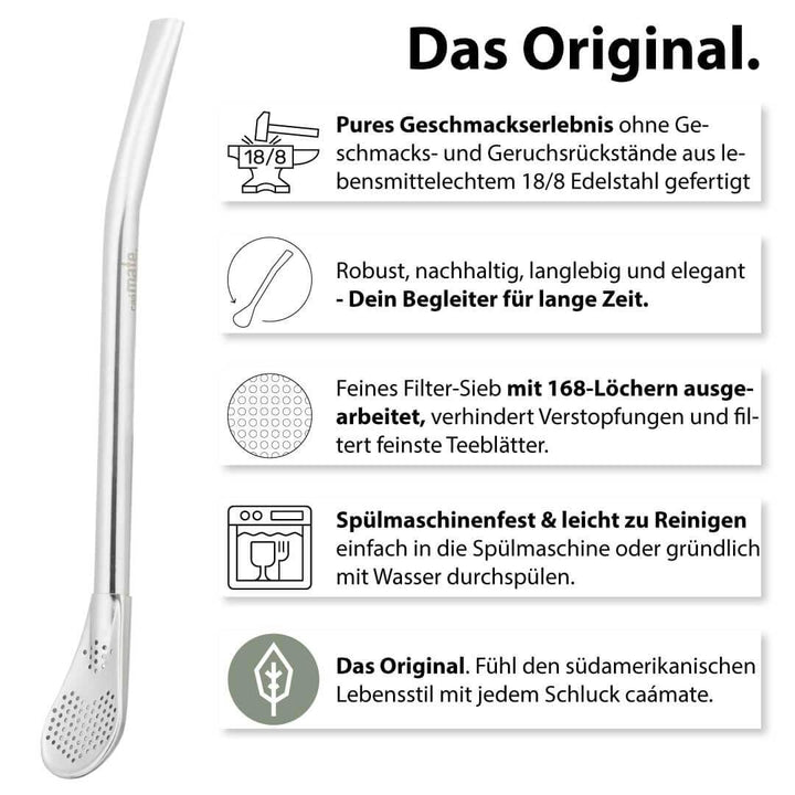 Mate Tee Set für Zwei Bio ● 2 Matebecher + 2 Bombillas + 300g Matetee + Zubereitungsanleitung (grün)