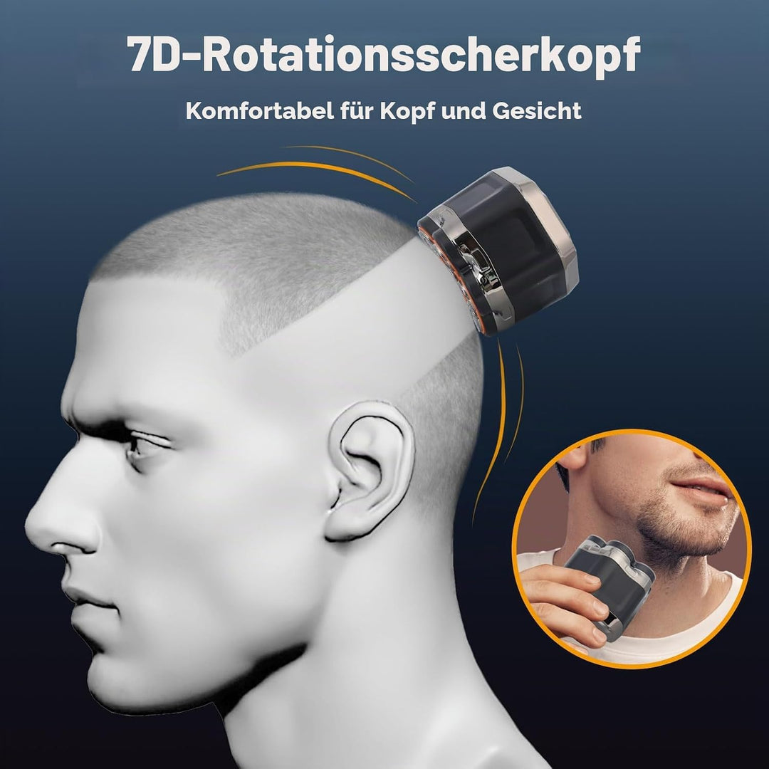 OSDUE Glatzen Rasierer Herren, Wasserdicht Flexibler Glatzenrasierer, Wiederaufladbar Typ-c Rasierer