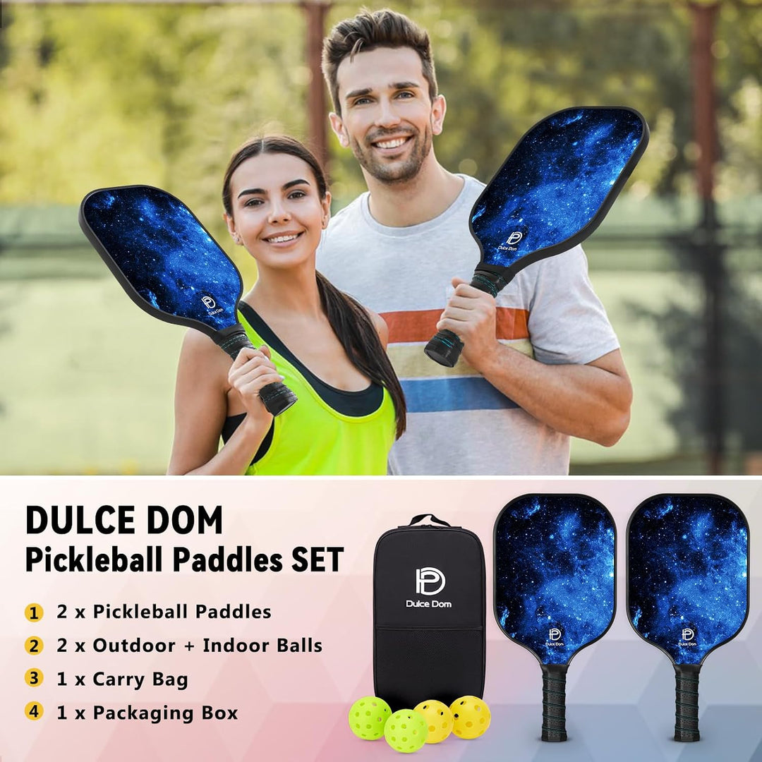 DULCE DOM Pickleball-Paddel, 2er- / 4er-Set, USAPA-genehmigt, Fiberglas/Kohlefaser, Pickleballschläg