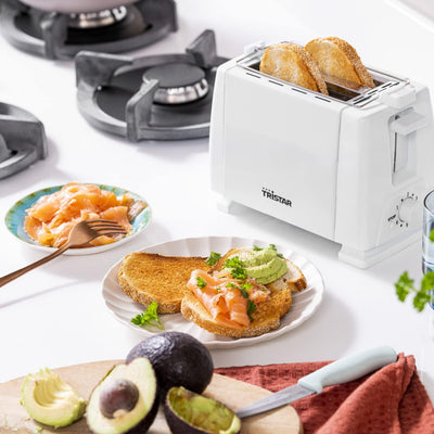 Tristar BR-1009 Toaster, 650 Watt, für 2 Toast-Scheiben 2 kurze Schlitze, 6 Bräunungsstufen und Aufw