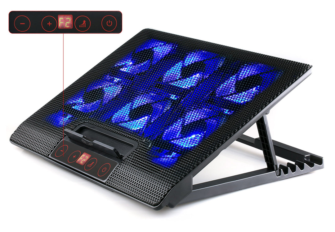 skgames Notebook Laptop Kühler Gamer Ständer Unterlage für 10-17 Zoll, 6 x LED Lüfter, LCD Lüfterste