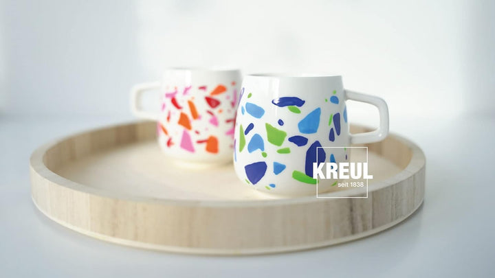 KREUL 16604 - Glass & Porcelain Classic Set Color Living, 6 x 20 ml Farbe und ein Pinsel, fröhliche