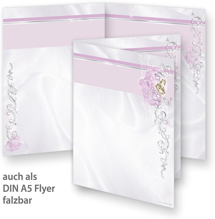 Motivpapier Hochzeit silbergrau (500 Stück) beidseitig bedrucktes A4 Schreib-Papier, z.B. für Einlad