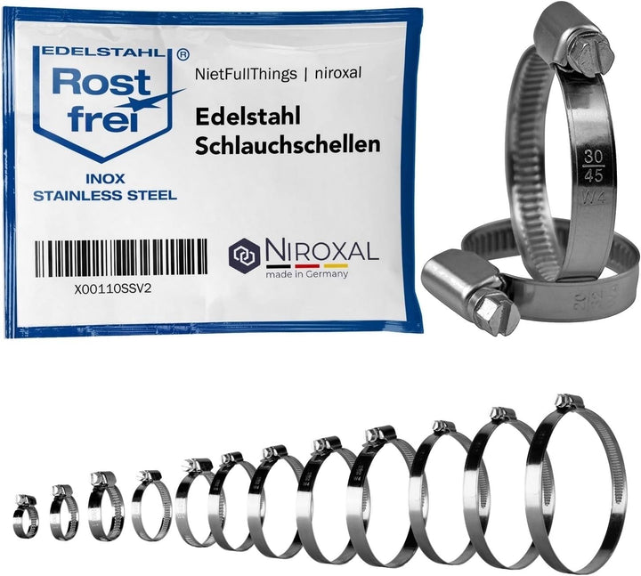 2 Stück rostfreie Schlauchschelle aus Edelstahl W4 V2A | Spannbereich Ø 230-250 mm = 23-25 cm | Band
