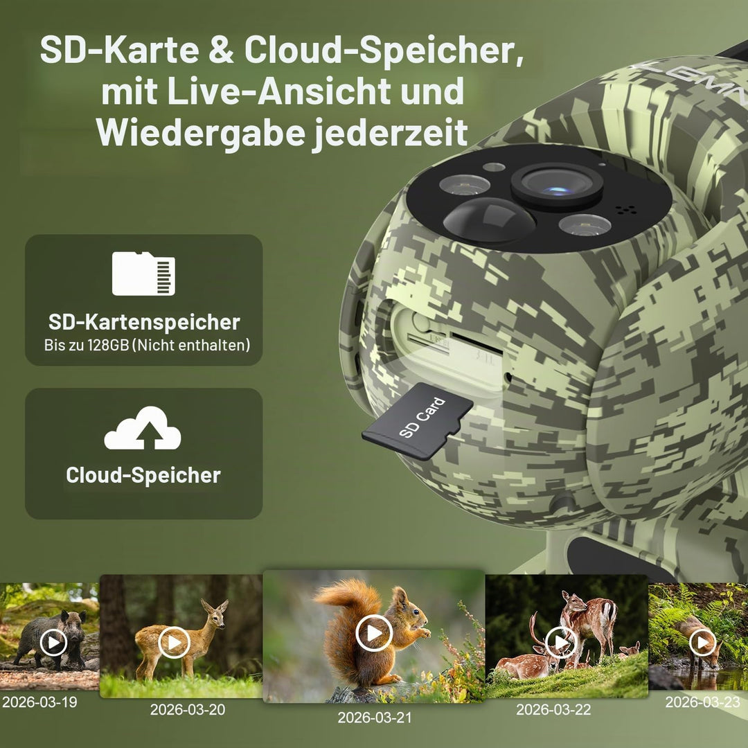 Lemnoi 2er Pack Solar Wildkamera Ohne WLAN, 4G LTE Überwachungskamera Aussen mit vorinstallierter SI