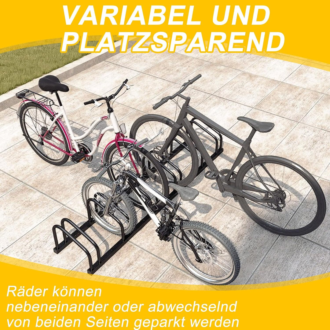 Froadp Fahrradständer Boden für 6 Fahrräder,Mehrfachständer für 30-65mm Reifenbreite, Galvanisierter
