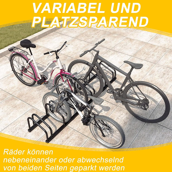 Froadp Fahrradständer Boden für 6 Fahrräder,Mehrfachständer für 30-65mm Reifenbreite, Galvanisierter