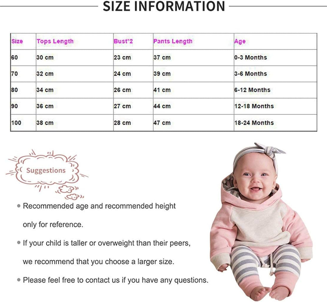 EDOTON Baby Mädchen Outfit 2 Stücke Set Gestreifte Blumen Hoodies mit Tasche Top + Lange Hosen Sweat