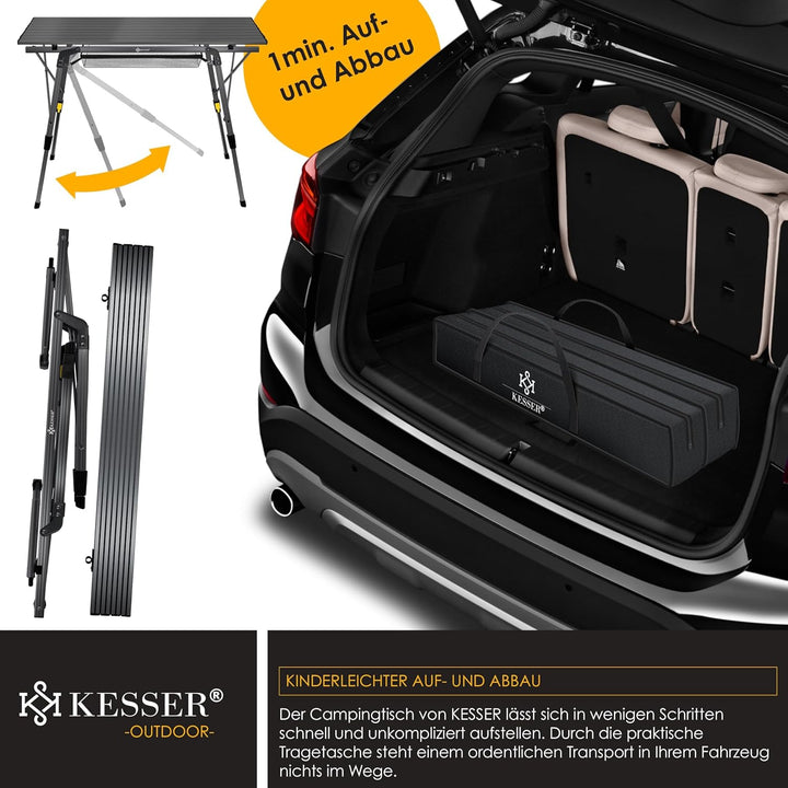 KESSER® Campingtisch faltbar Klapptisch mit Aluminiumrahmen Aufrollbare Tischplatte Falttisch klappb