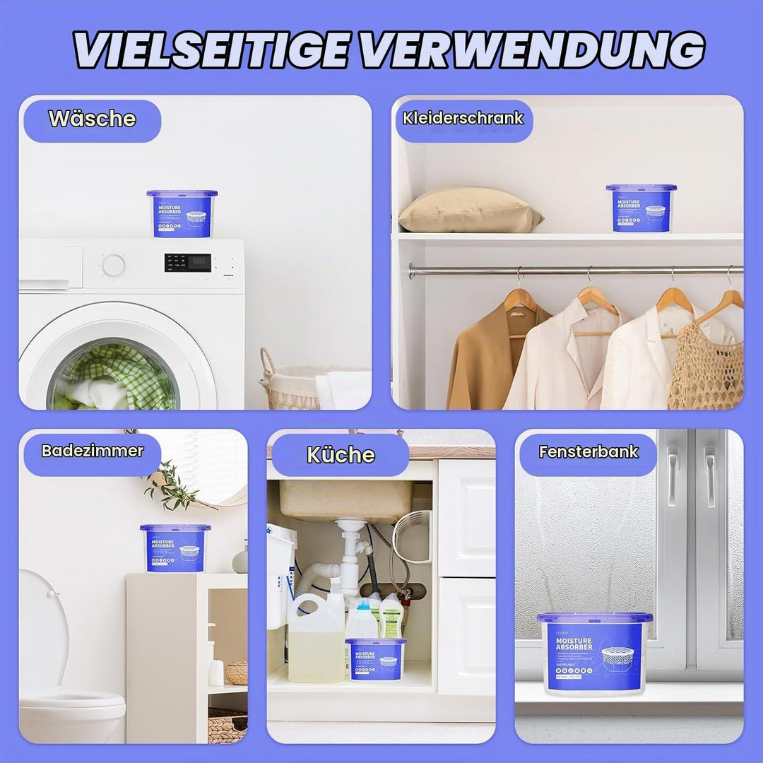 CLEVAST 6x Luftentfeuchter Box, Feuchtigkeitsentferner Absorber, Raumentfeuchter für Küche, Bad &amp; Wo