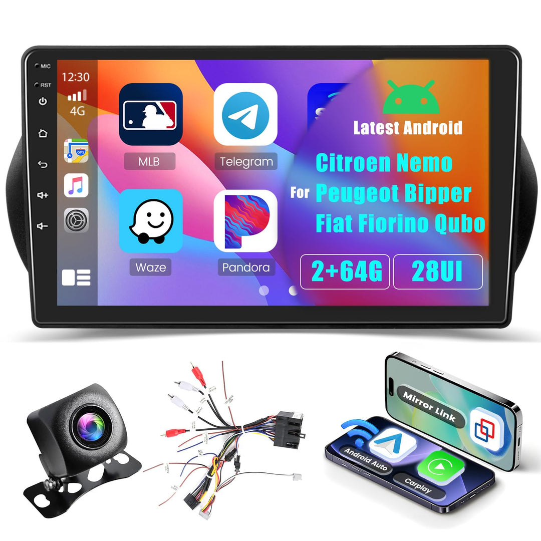 10,1 Zoll Android 15 Autoradio für Citroen Nemo/Peugeot Bipper/FIAT Fiorino Qubo 2 DIN-Bildschirm (2